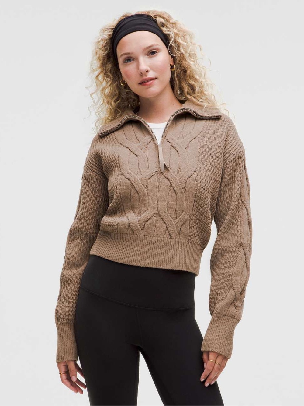 lululemon Cable-Knit Oversized Half Zip in Taupetastic Size S